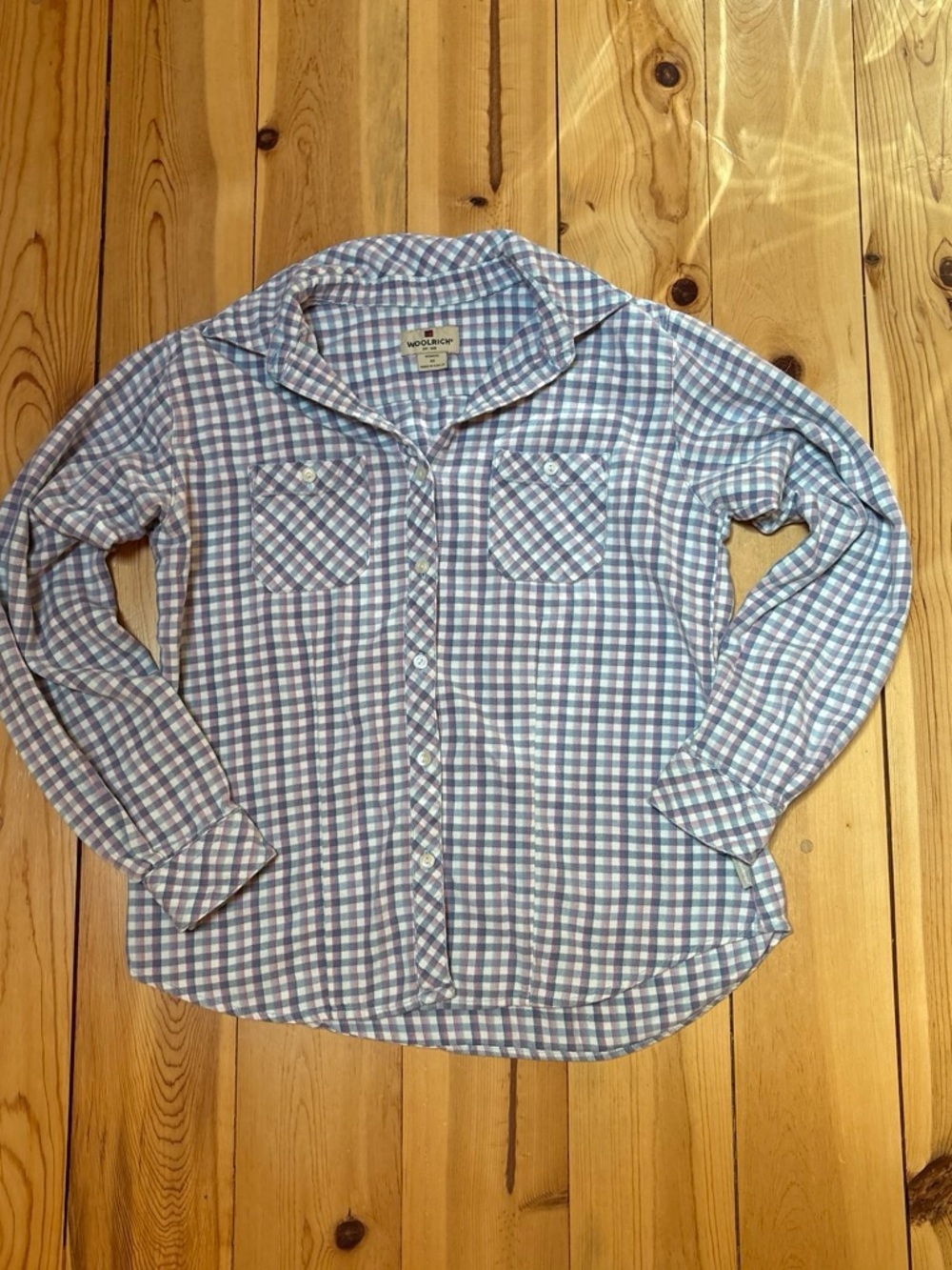 Woolrich Girls' Blue & White Gingham Button-Down Shirt
